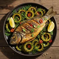 Baked fish with bitter gourd and fenugreek