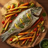 Fish baked with herbs