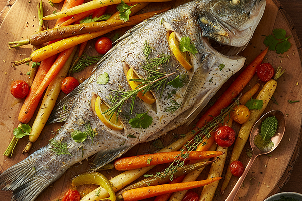 Fish baked with herbs (no salt) - Light preparation
