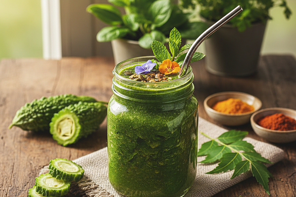 Leafy green smoothie - tikta rasa, reduces pitta