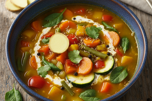 Vegetable soup with ginger