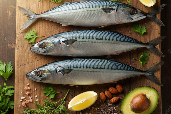 Mackerel (fresh, unsalted) - Omega-3, magnesium for BP control