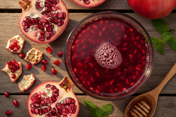 Pomegranate (dadima) juice - kashaya, madhura rasa