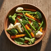 Steamed vegetables with olive oil
