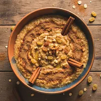 Warm oatmeal with cinnamon