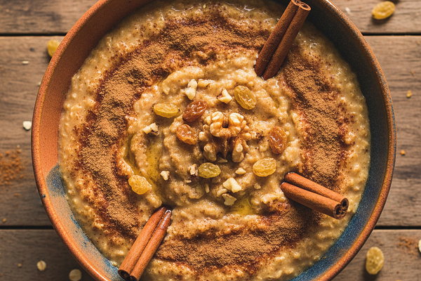 Warm oatmeal with cinnamon