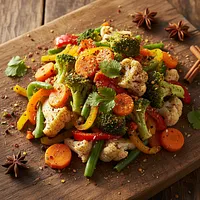 Steamed vegetables with spices