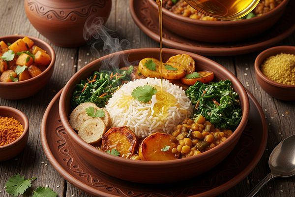 Warm sesame oil with meals