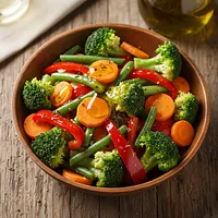 Steamed vegetables with olive oil