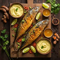 Mackerel baked with turmeric