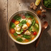 Light fish soup with vegetables
