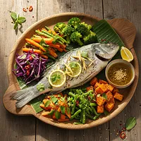 Steamed fish with vegetables