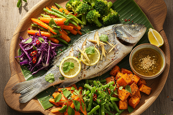 Steamed fish with vegetables