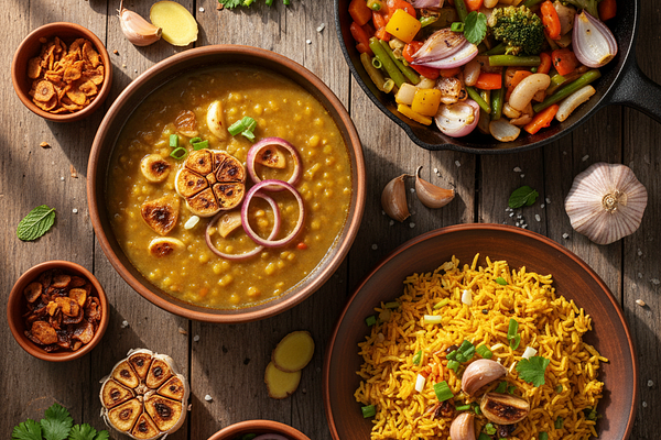 Garlic and onion in meals