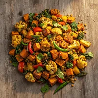 Cooked vegetables with spices