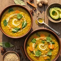 Warm soups with ghee