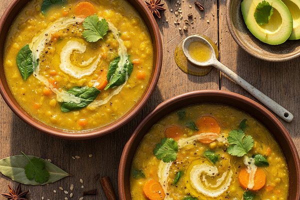 Warm soups with ghee