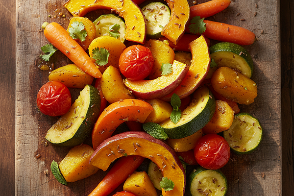 Cooked vegetables without skins