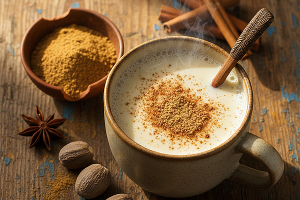 Warm milk with nutmeg