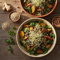 Fresh salads with sprouts