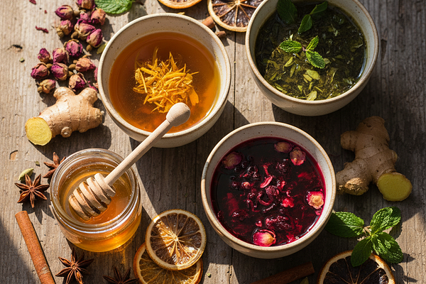 Herbal teas with honey