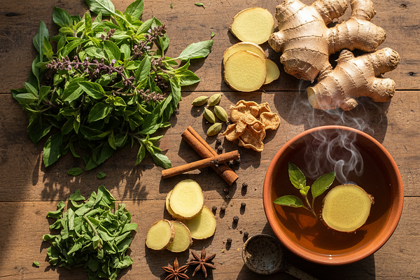 Herbal teas (tulsi, ginger)