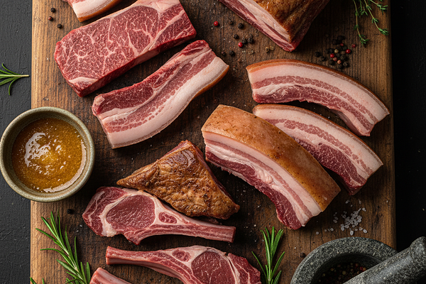 High-fat cuts of meat - Increases medas dhatu, difficult to digest