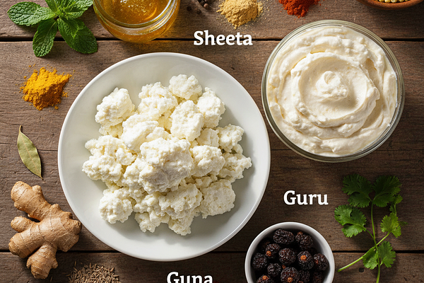 Cold dairy products - sheeta, guru guna aggravates vata