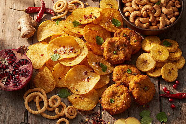 Salty snacks and chips - lavana rasa increases pitta