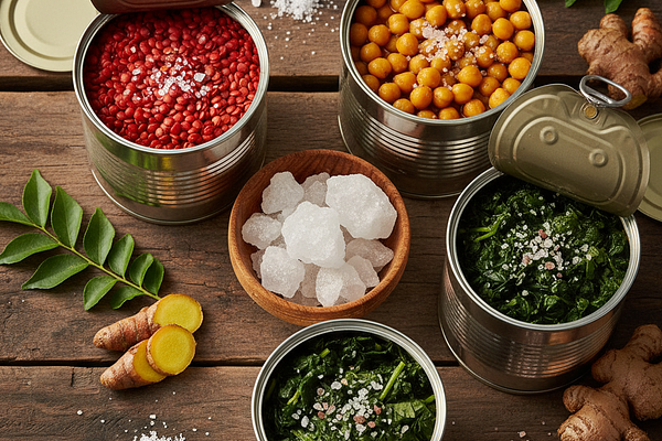 Canned foods with salt