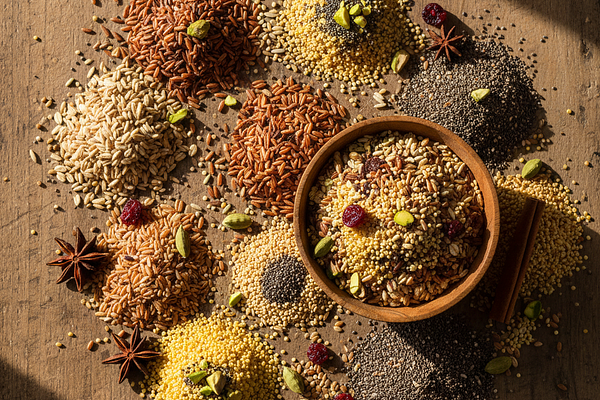 High-fiber whole grains