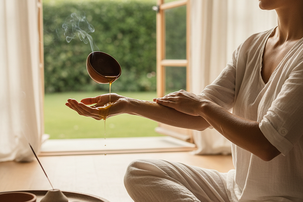 Abhyanga Self-Massage with Warm Ghee and Vata-Pacifying Oil
