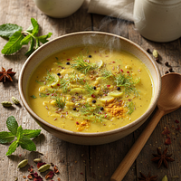 Light Mung Dal Soup with Fennel and Cooling Spices