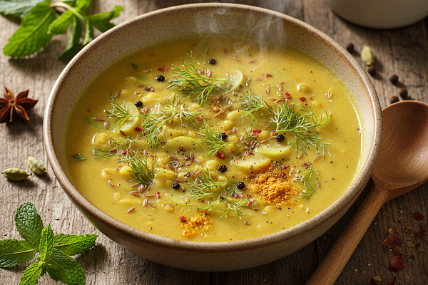 Light Mung Dal Soup with Fennel and Cooling Spices
