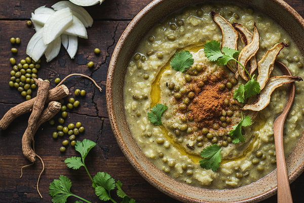 Ashwagandha-Infused Mung Bean Congee with Fennel