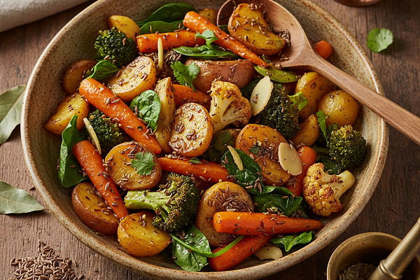 Ghee-Roasted Cooked Vegetables with Cumin and Fennel Seeds