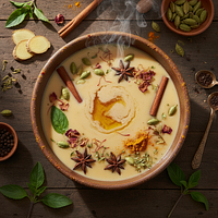 Sesame Oil-Ghee Calming Medicated Milk Preparation (Vata-Pitta Balancing Taila Milk)