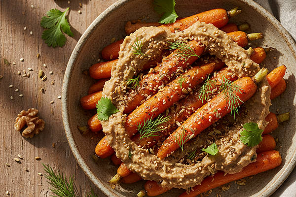 Sesame Oil-Warmed Carrots with Walnut Paste and Fennel-Cumin Seasoning