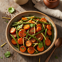Ghee-Roasted Carrots and Green Beans with Cumin-Ginger Tempering