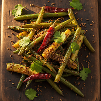 Coconut Oil-Roasted Green Beans and Zucchini with Cumin-Coriander Tempering