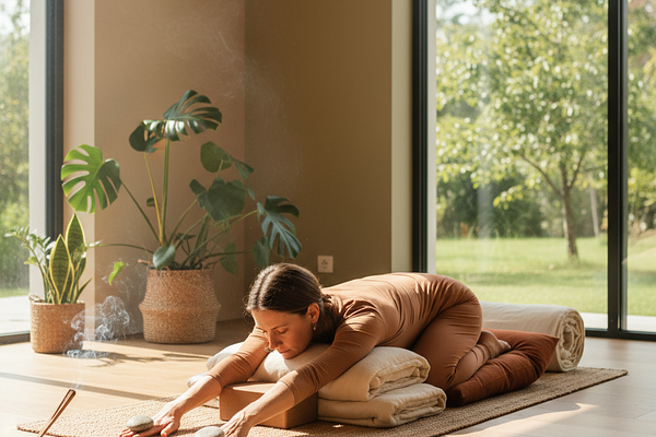 Supported Child's Pose with Grounding Affirmation (Balasana Variation)