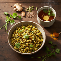 Coriander-Mung Bean Cooling Digestive Khichdi