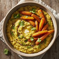 Fennel-Coriander Mung Bean Kitchari with Ghee-Roasted Carrots