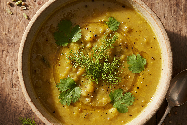 Light Mung Dal Soup with Fennel and Coriander Finish