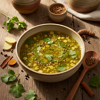Coriander-Mung Bean Digestive Khichdi Broth