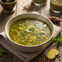 Mung Bean-Coriander Digestive Khichdi Broth